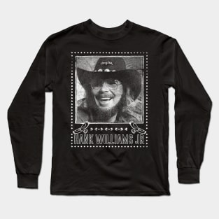 Hank Williams Jr / Vintage Faded Style Fan Design Long Sleeve T-Shirt